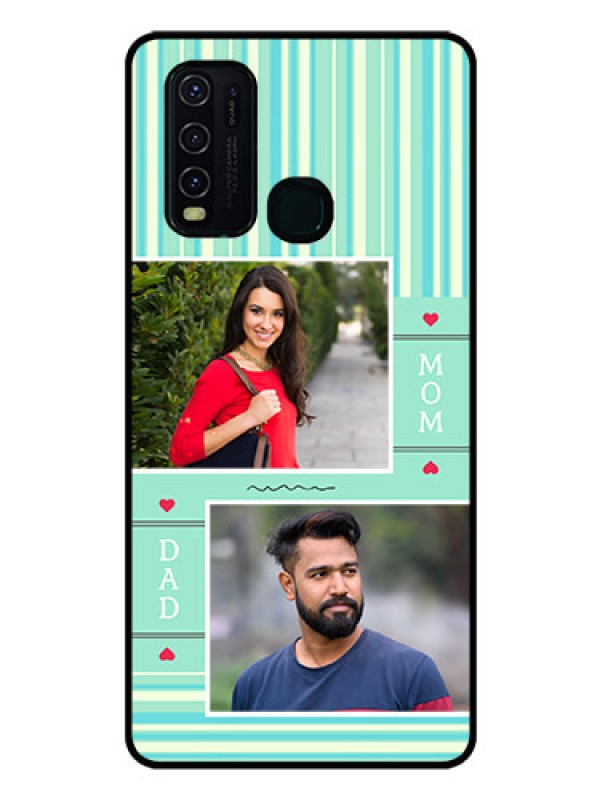Custom Vivo Y30 Custom Glass Phone Case  - Mom & Dad Pic Design