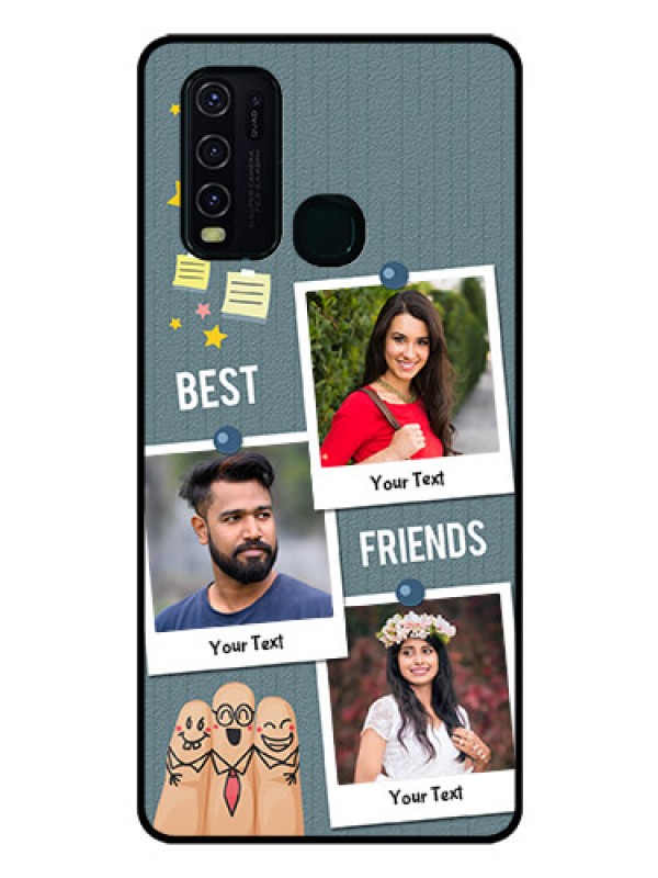 Custom Vivo Y30 Personalized Glass Phone Case  - Sticky Frames and Friendship Design