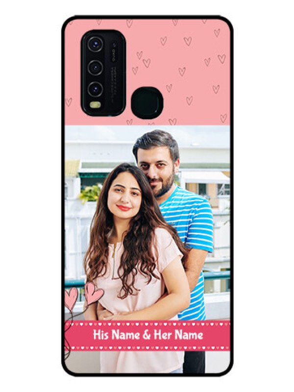 Custom Vivo Y30 Personalized Glass Phone Case  - Love Design Peach Color