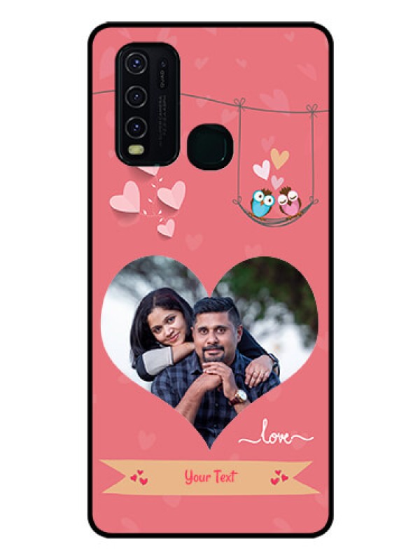 Custom Vivo Y30 Personalized Glass Phone Case  - Peach Color Love Design 