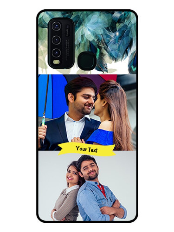 Custom Vivo Y30 Personalized Glass Phone Case  - Image with Boho Peacock Feather Design