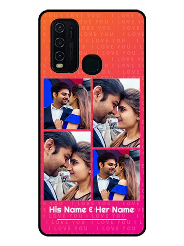 Custom Vivo Y30 Custom Glass Phone Case  - I Love You Pink Design