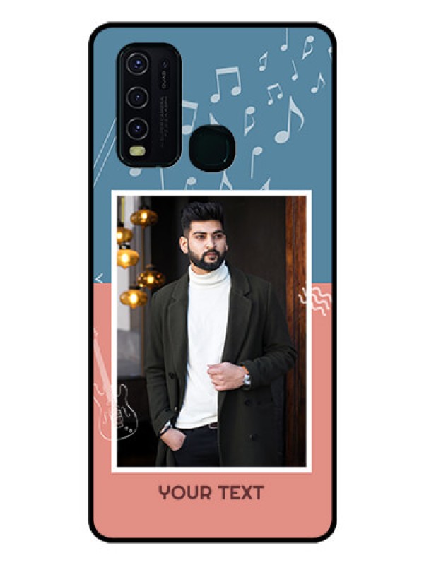 Custom Vivo Y30 Photo Printing on Glass Case  - with Color Musical Note Design