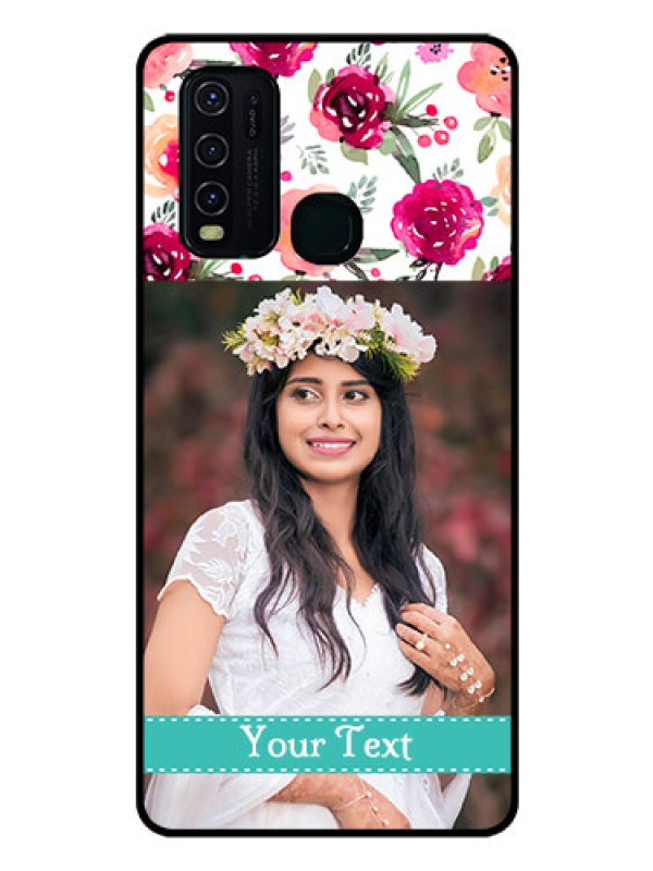 Custom Vivo Y30 Custom Glass Phone Case  - Watercolor Floral Design