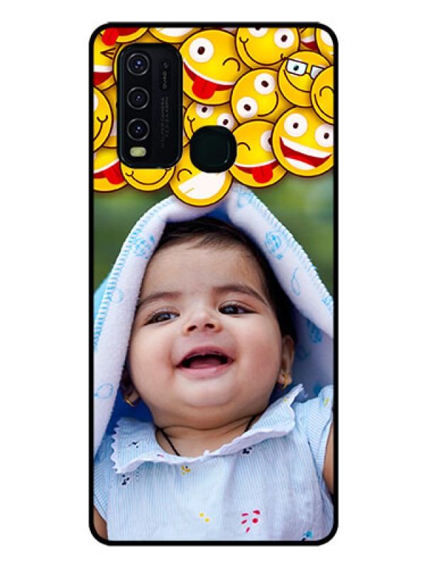 Custom Vivo Y30 Custom Glass Mobile Case  - with Smiley Emoji Design