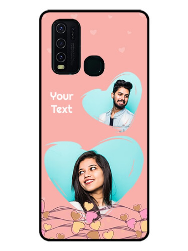 Custom Vivo Y30 Custom Glass Mobile Case  - Love Doodle Design