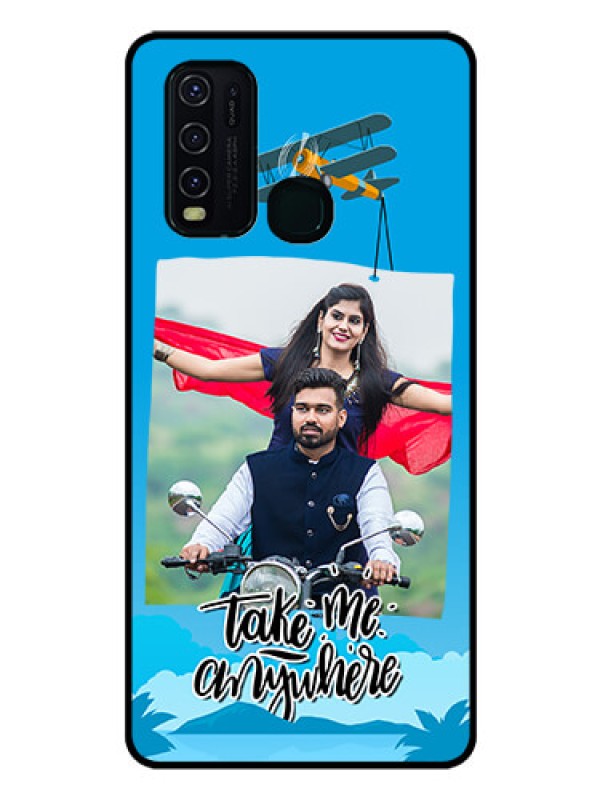Custom Vivo Y30 Custom Glass Mobile Case  - Traveller Design 