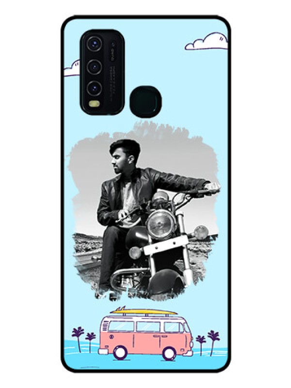 Custom Vivo Y30 Photo Printing on Glass Case  - Travel & Adventure Design