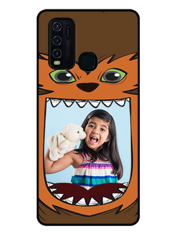 Custom Vivo Y30 Photo Printing on Glass Case  - Owl Monster Back Case Design