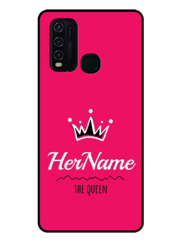 Custom Vivo Y30 Glass Phone Case Queen with Name