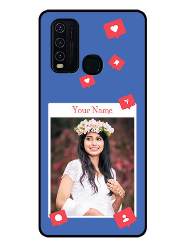 Custom Vivo Y30 Custom Glass Phone Case - Like Share And Comment Design