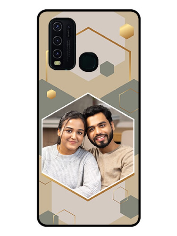 Custom Vivo Y30 Photo Printing on Glass Case - Stylish Hexagon Pattern Design