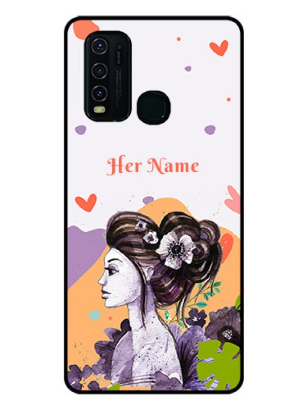 Custom Vivo Y30 Personalized Glass Phone Case - Woman And Nature Design