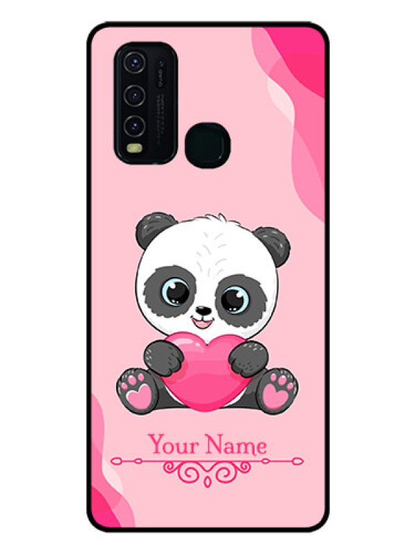 Custom Vivo Y30 Custom Glass Mobile Case - Cute Panda Design