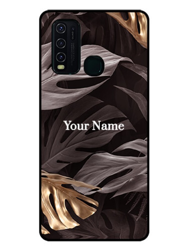 Custom Vivo Y30 Personalised Glass Phone Case - Wild Leaves digital paint Design