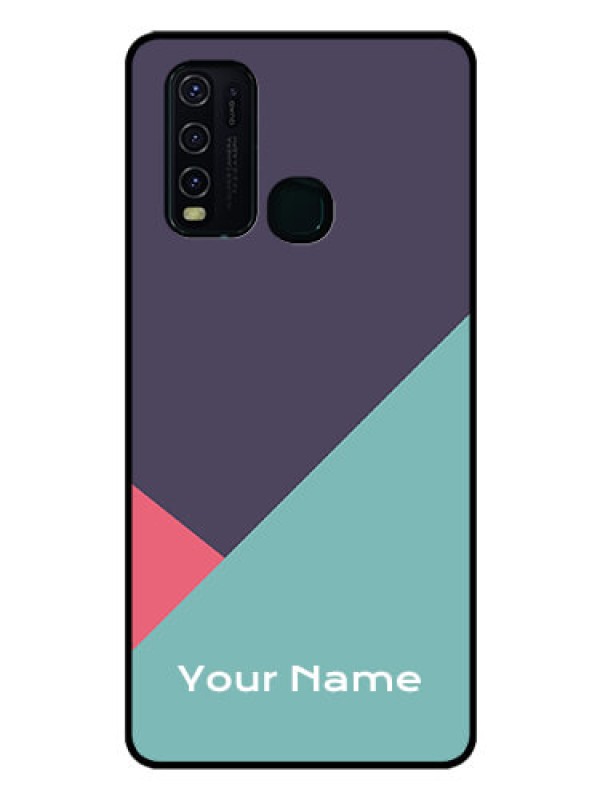 Custom Vivo Y30 Custom Glass Mobile Case - Tri Color abstract Design