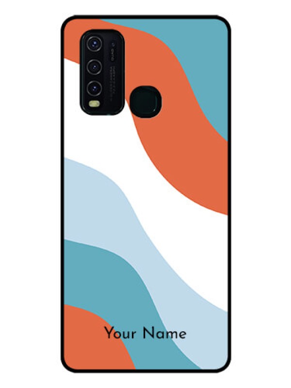 Custom Vivo Y30 Custom Glass Mobile Case - coloured Waves Design