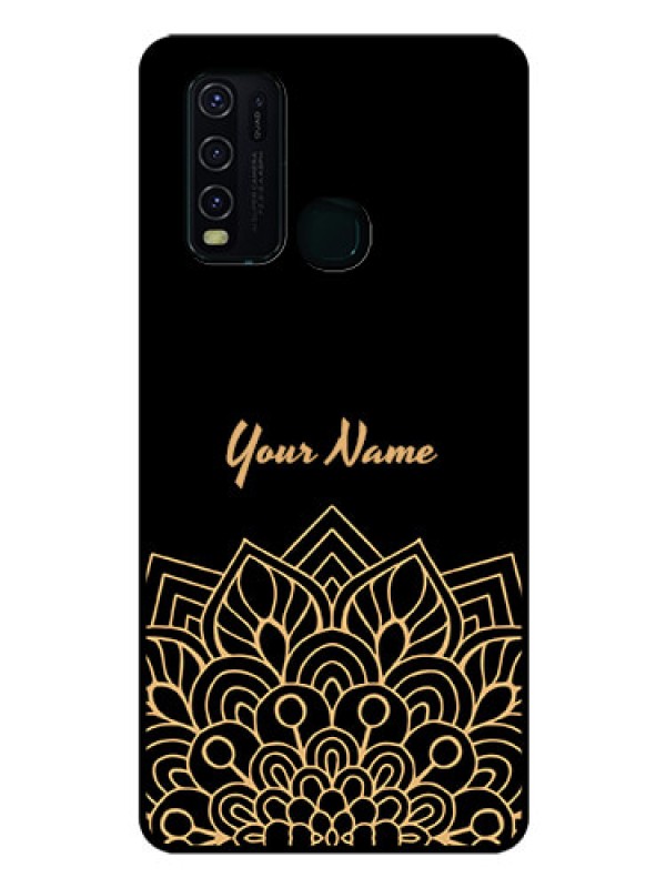 Custom Vivo Y30 Custom Glass Phone Case - Golden mandala Design