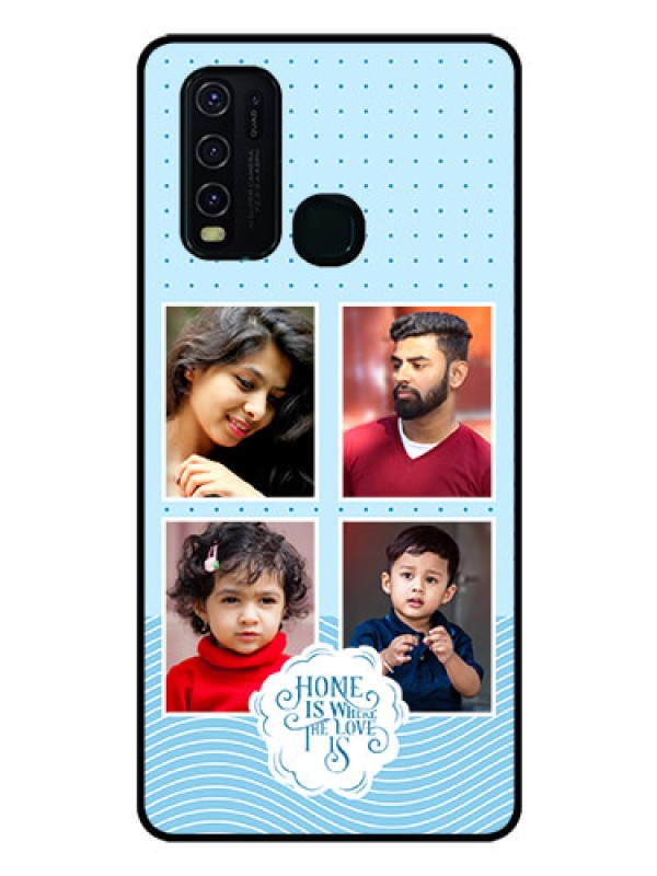 Custom Vivo Y30 Custom Glass Phone Case - Cute love quote with 4 pic upload Design