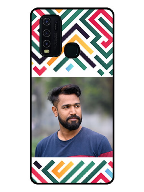 Custom Vivo Y30 Personalized Glass Phone Case - Colorful Maze Pattern Design