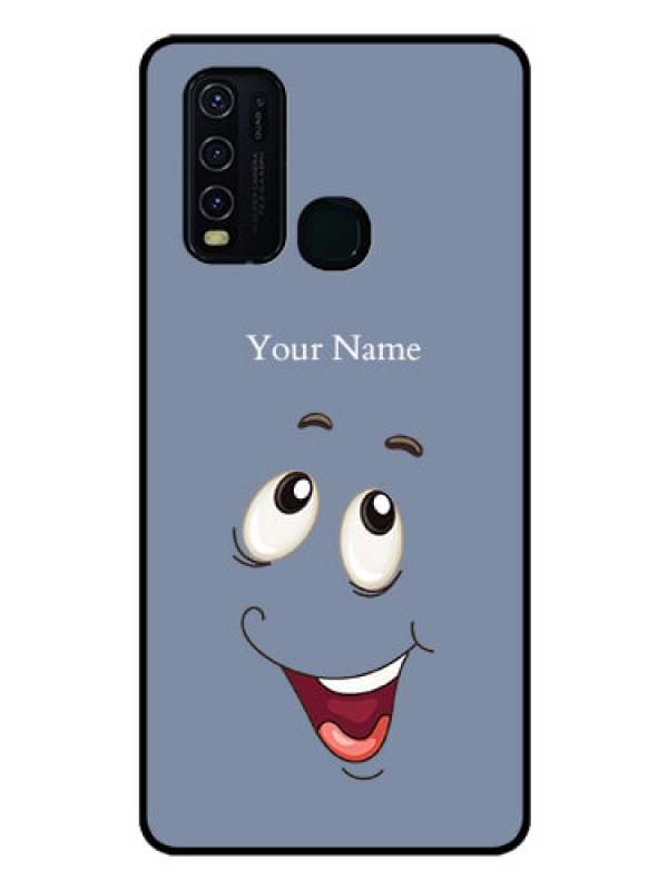 Custom Vivo Y30 Photo Printing on Glass Case - Laughing Cartoon Face Design