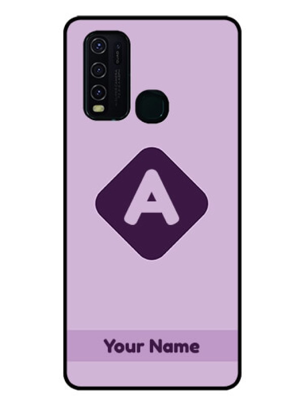 Custom Vivo Y30 Custom Glass Mobile Case - Custom Letter in curved badge Design