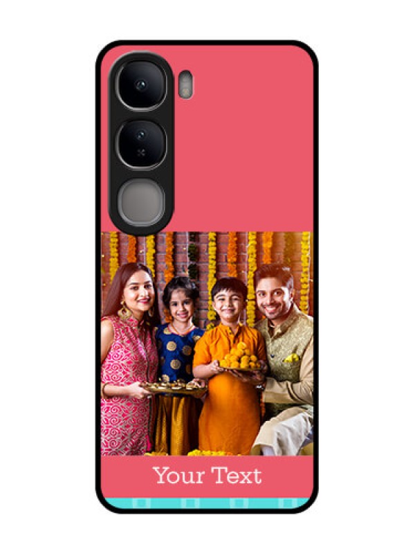 Custom Vivo Y300 5G Custom Glass Phone CasePeach and Blue Color Design