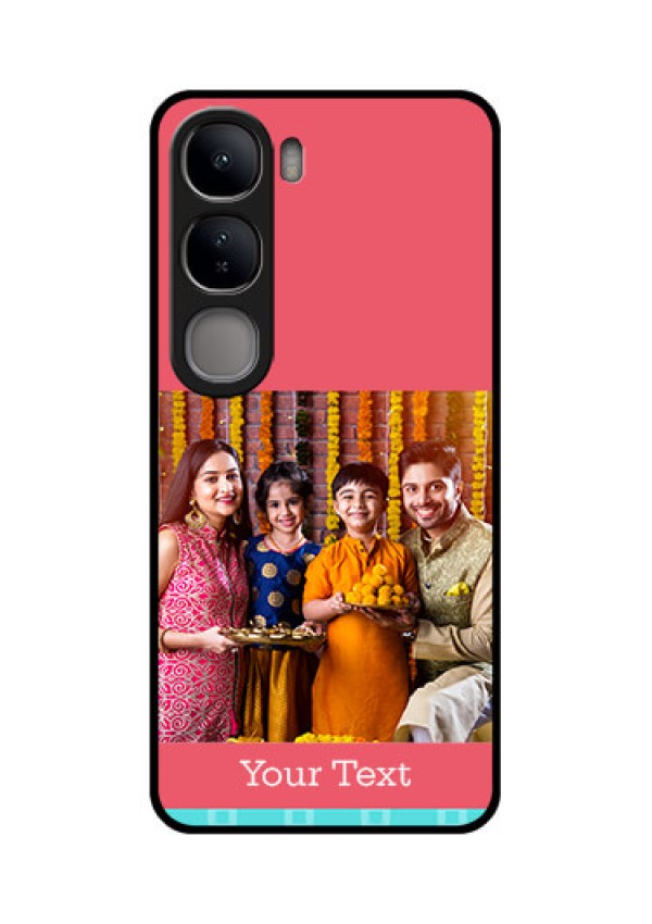 Vivo Y300 5G Custom Glass Phone CasePeach and Blue Color Design