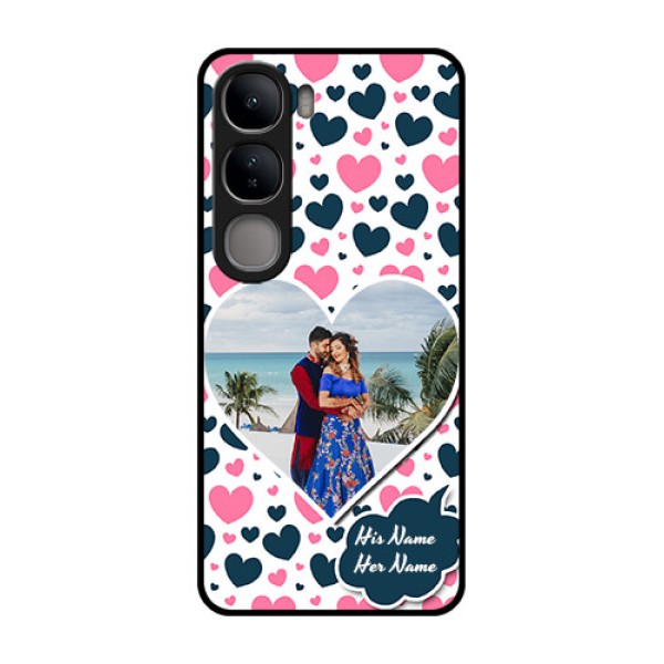 Vivo Y300 5G Custom Glass Phone CasePink and Blue Heart Design