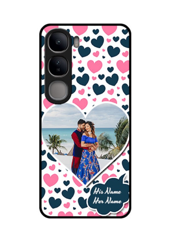 Vivo Y300 5G Custom Glass Phone CasePink and Blue Heart Design
