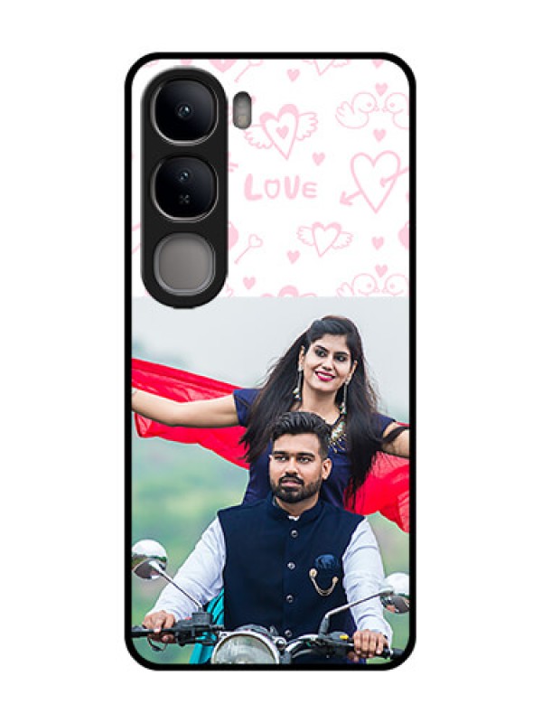 Custom Vivo Y300 5G Custom Glass Phone CasePink Flying Heart Design