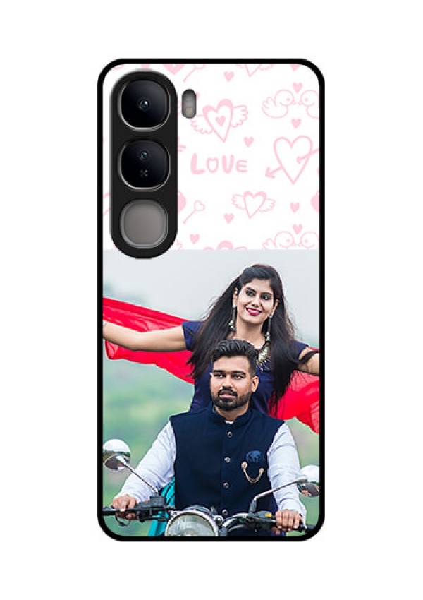 Vivo Y300 5G Custom Glass Phone CasePink Flying Heart Design
