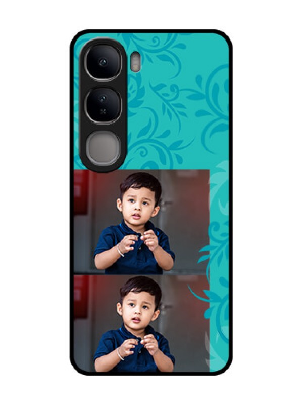 Custom Vivo Y300 5G Custom Glass Phone CaseWith Photo And Green Floral Design