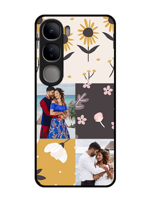 Custom Vivo Y300 5G Custom Glass Phone Case3 Images With Floral Design