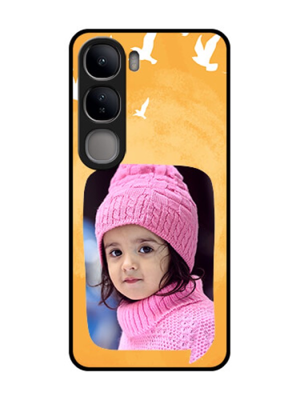 Custom Vivo Y300 5G Custom Glass Phone CaseWater Color Design With Bird Icons