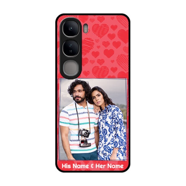 Vivo Y300 5G Custom Glass Phone CaseWith Red Heart Symbols Design Vivo Y300 5G Custom Glass Phone CaseWith Red Heart Symbols Design