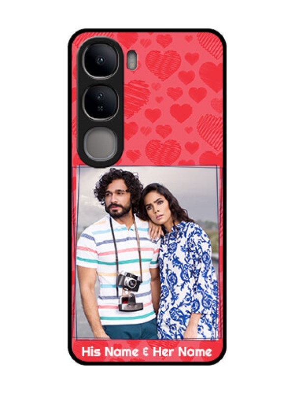 Custom Vivo Y300 5G Custom Glass Phone CaseWith Red Heart Symbols Design