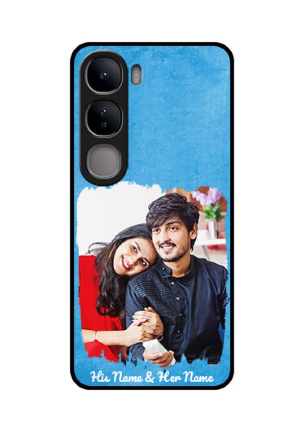Vivo Y300 5G Custom Glass Phone Case - Blue Color Vintage Design