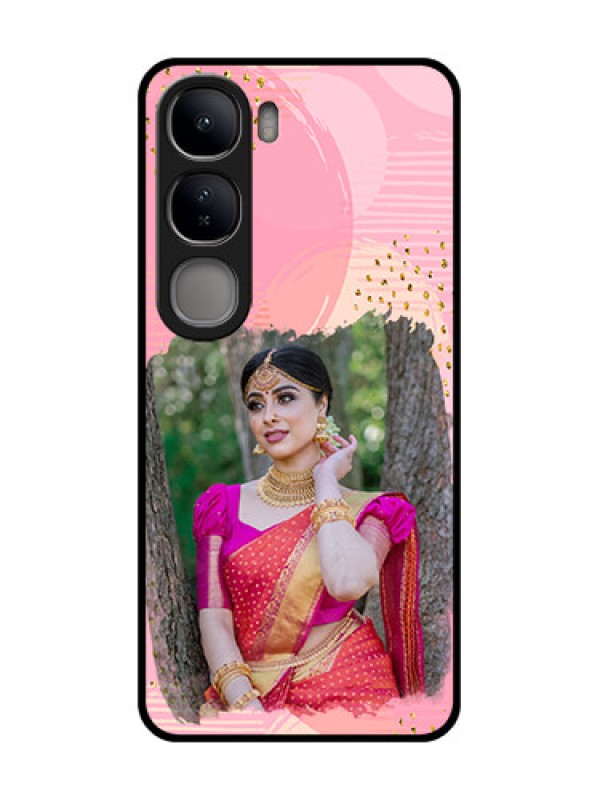 Custom Vivo Y300 5G Custom Glass Phone CaseGold Glitter Splash Design