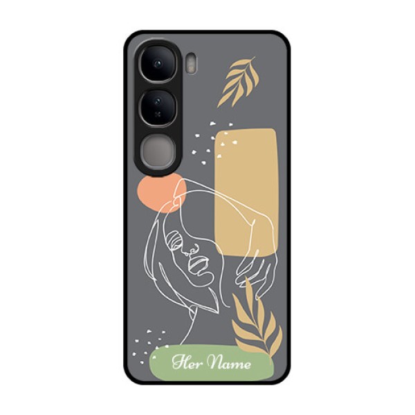 Vivo Y300 5G Custom Glass Phone CaseGazing Woman Line Art Design Vivo Y300 5G Custom Glass Phone CaseGazing Woman Line Art Design