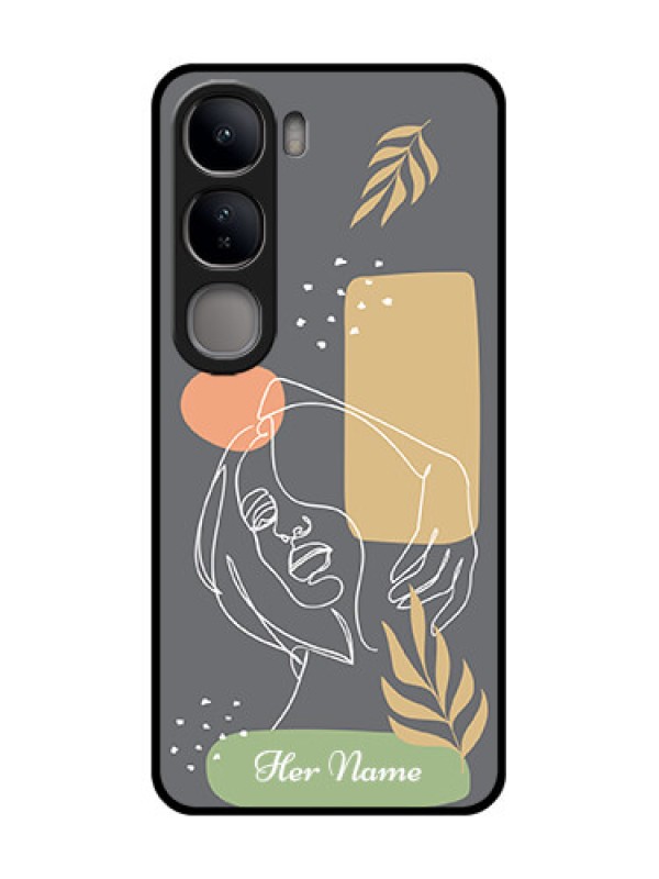 Custom Vivo Y300 5G Custom Glass Phone CaseGazing Woman Line Art Design