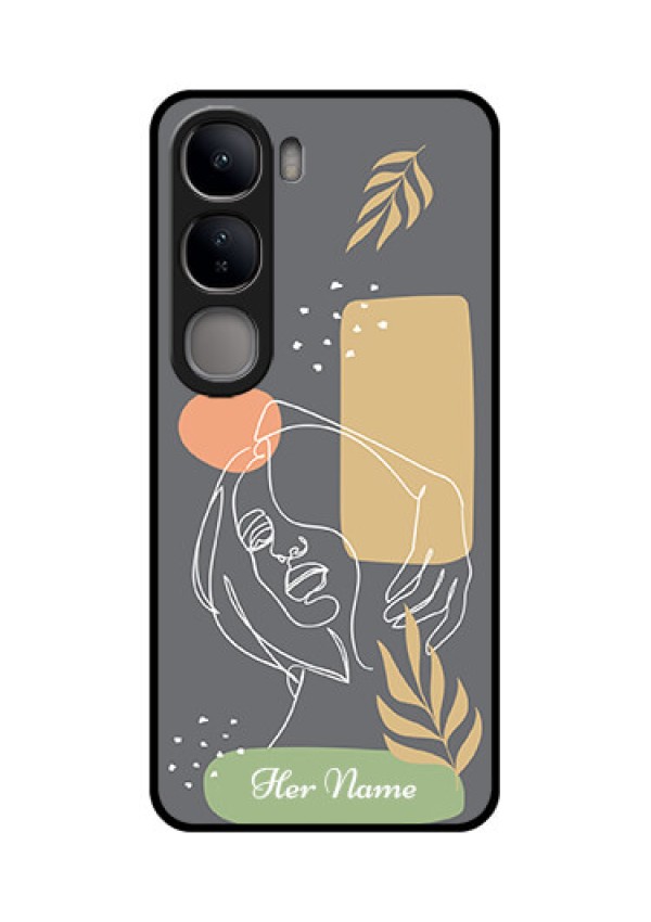 Vivo Y300 5G Custom Glass Phone CaseGazing Woman Line Art Design