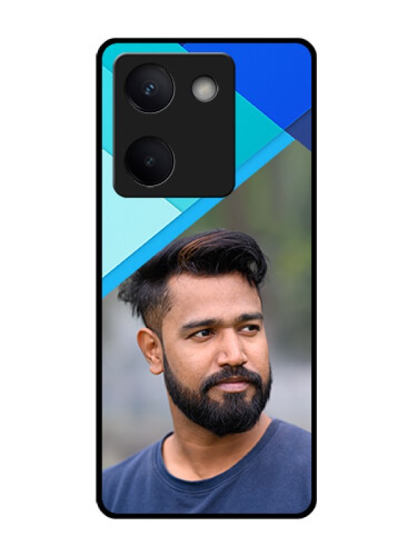 Custom Vivo Y300 Plus 5G Custom Glass Phone Case - Blue Pattern Design