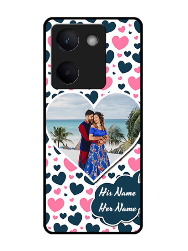 Custom Vivo Y300 Plus 5G Custom Glass Phone Case - Pink and Blue Heart Design