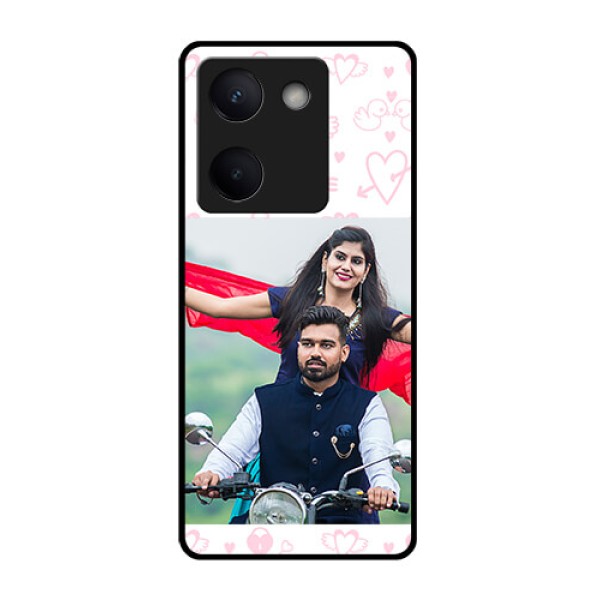 Vivo Y300 Plus 5G Custom Glass Phone Case - Pink Flying Heart Design