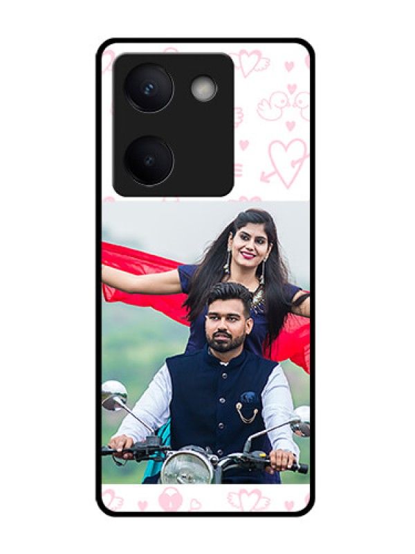 Custom Vivo Y300 Plus 5G Custom Glass Phone Case - Pink Flying Heart Design