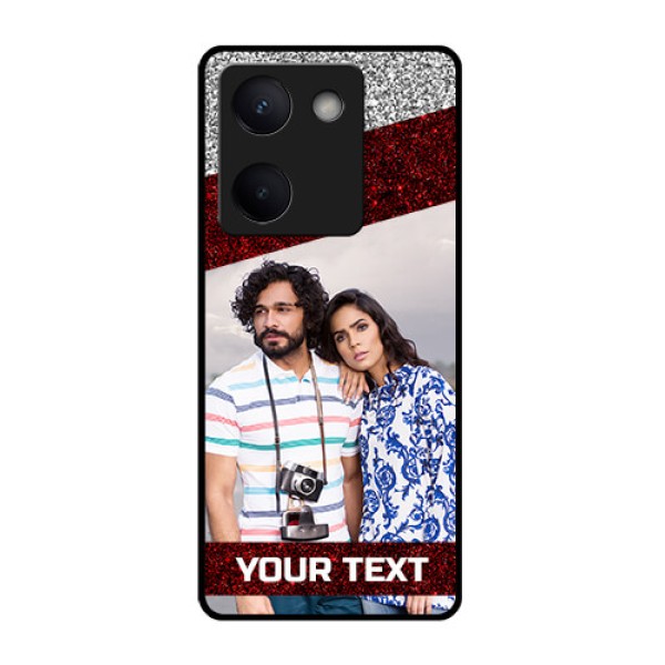 Vivo Y300 Plus 5G Custom Glass Phone Case - Image Holder With Glitter Strip Design Vivo Y300 Plus 5G Custom Glass Phone Case - Image Holder With Glitter Strip Design