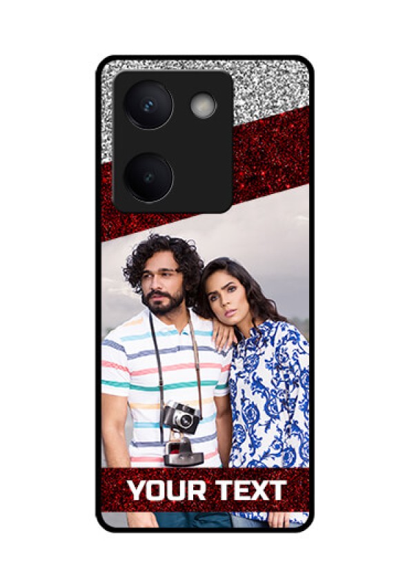 Vivo Y300 Plus 5G Custom Glass Phone Case - Image Holder With Glitter Strip Design