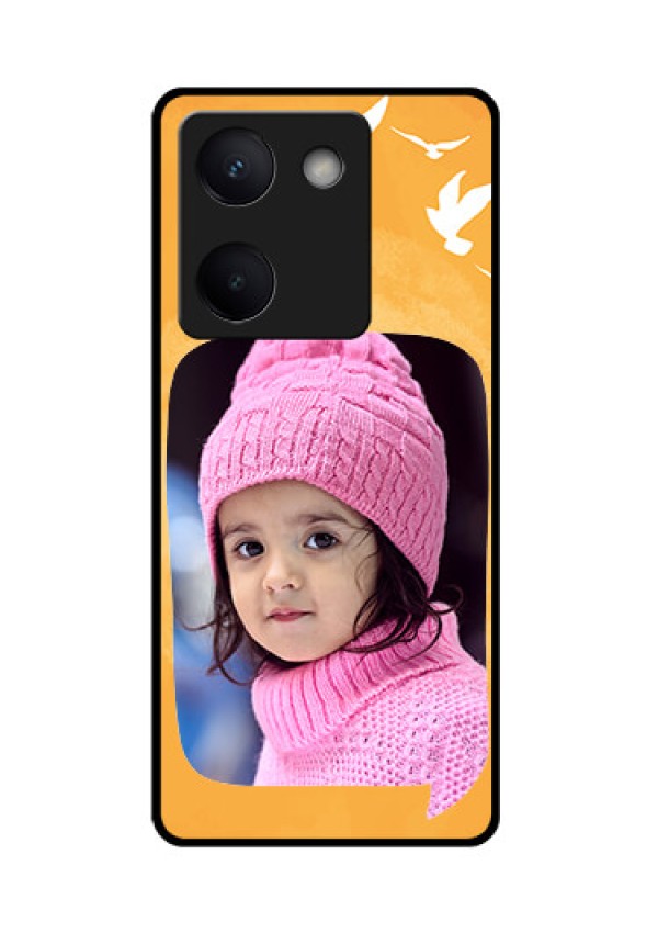 Vivo Y300 Plus 5G Custom Glass Phone Case - Water Color Design With Bird Icons