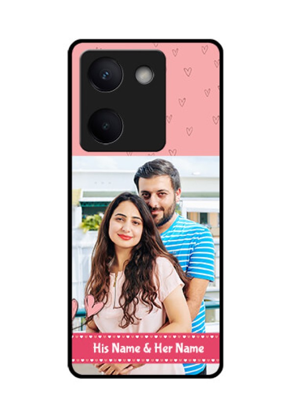 Vivo Y300 Plus 5G Custom Glass Phone Case - Love Design Peach Color